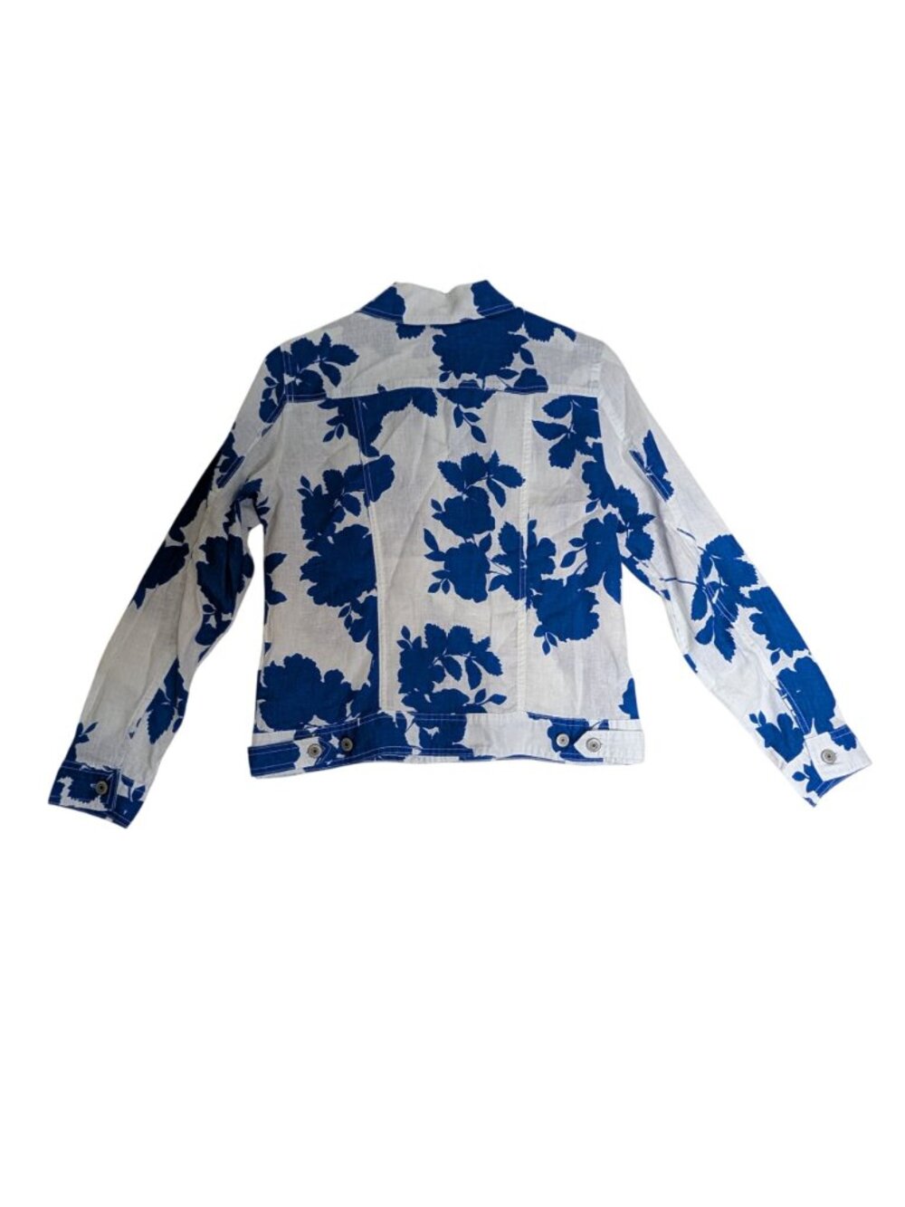 Cynthia Rowley 100% Linen Blue & White Floral Jacket Size S With Button Front & - Picture 9 of 10